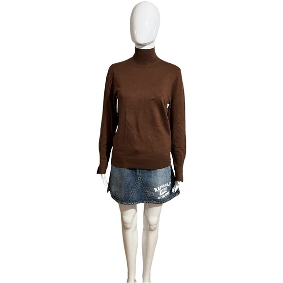 Zara Womens Size L Sweater High Collar Neck Turtle Neck Long Sleeve Brown NWT - Picture 2 of 14